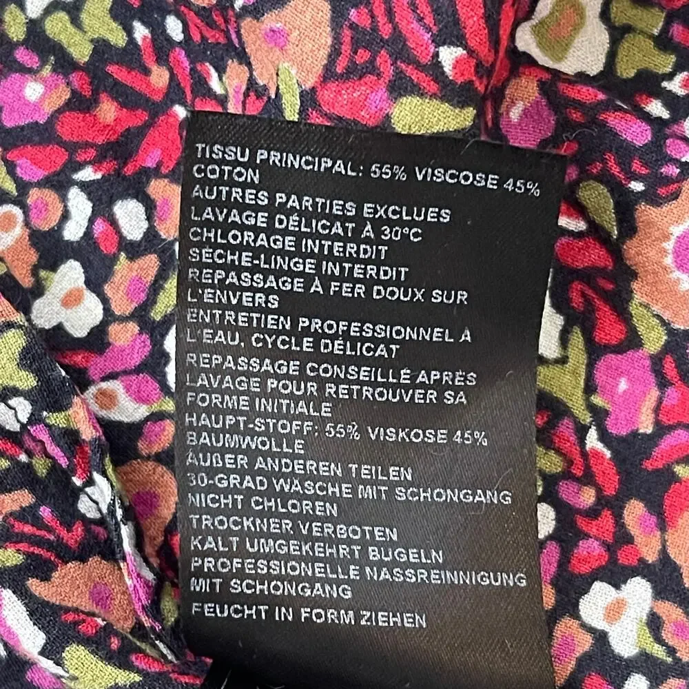 ba&sh Silvine Gathered Floral Print Crepe Midi Dress - Size 2 - Medium - Picture 7 of 8